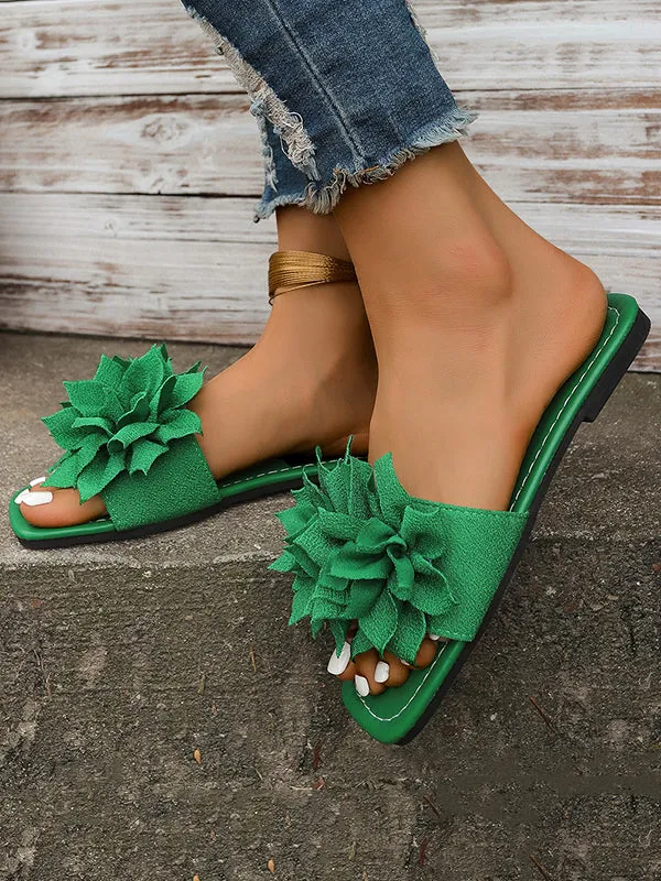 Flower Shape Open Toe Split-Joint Slippers Flat Shoes