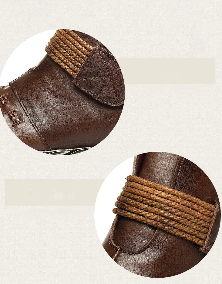 Front Woven Retro Platform Boots