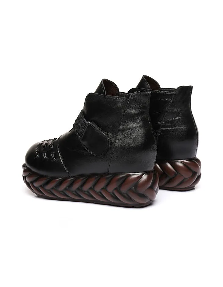Front Woven Retro Platform Boots