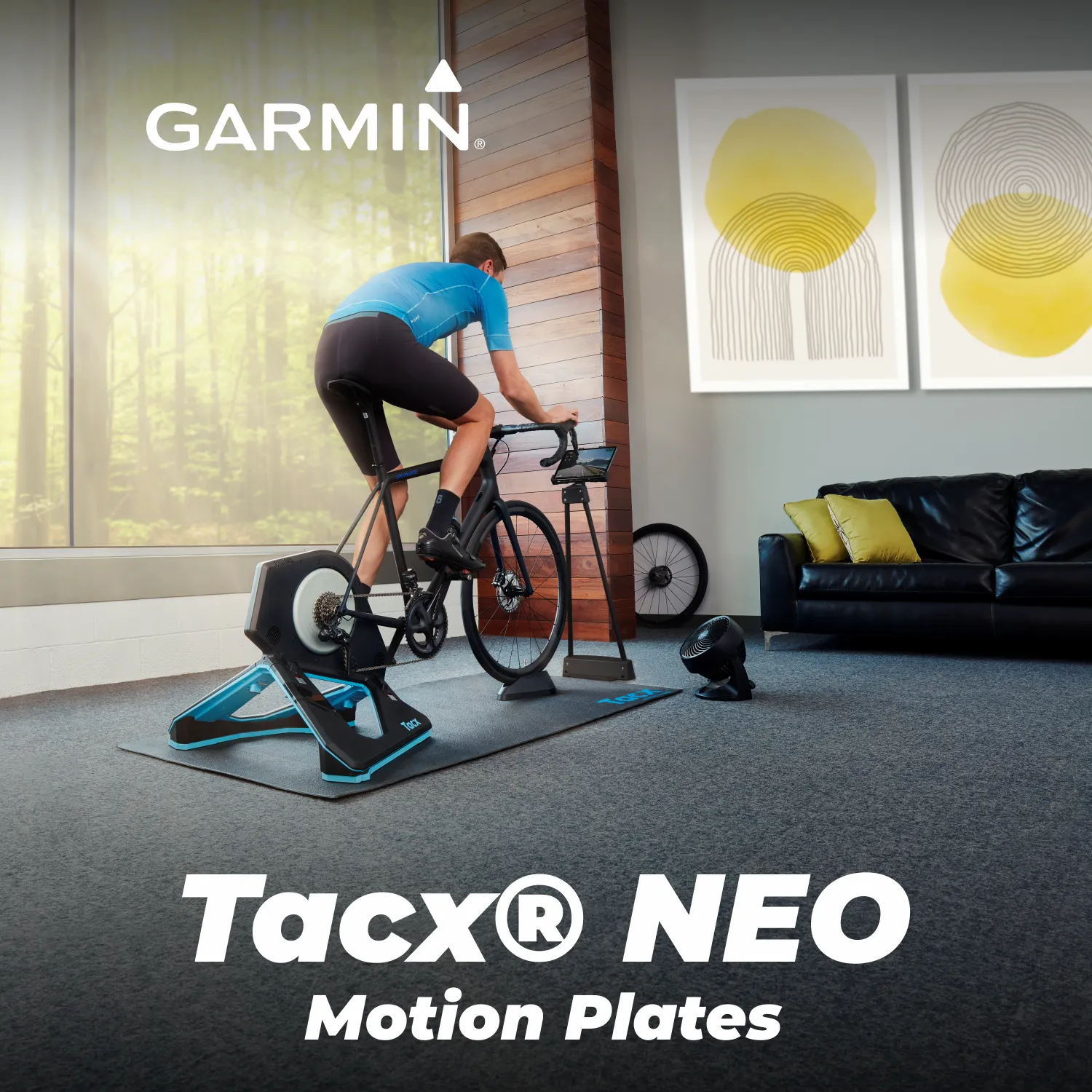 Garmin Tacx Neo 2T Smart Trainer with Garmin TacX NEO Motion Plates, Easy to Install and Wearable4U Black EarBuds Bundle