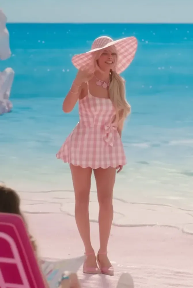 Gingham Strappy Shirred Waist Swing Dress