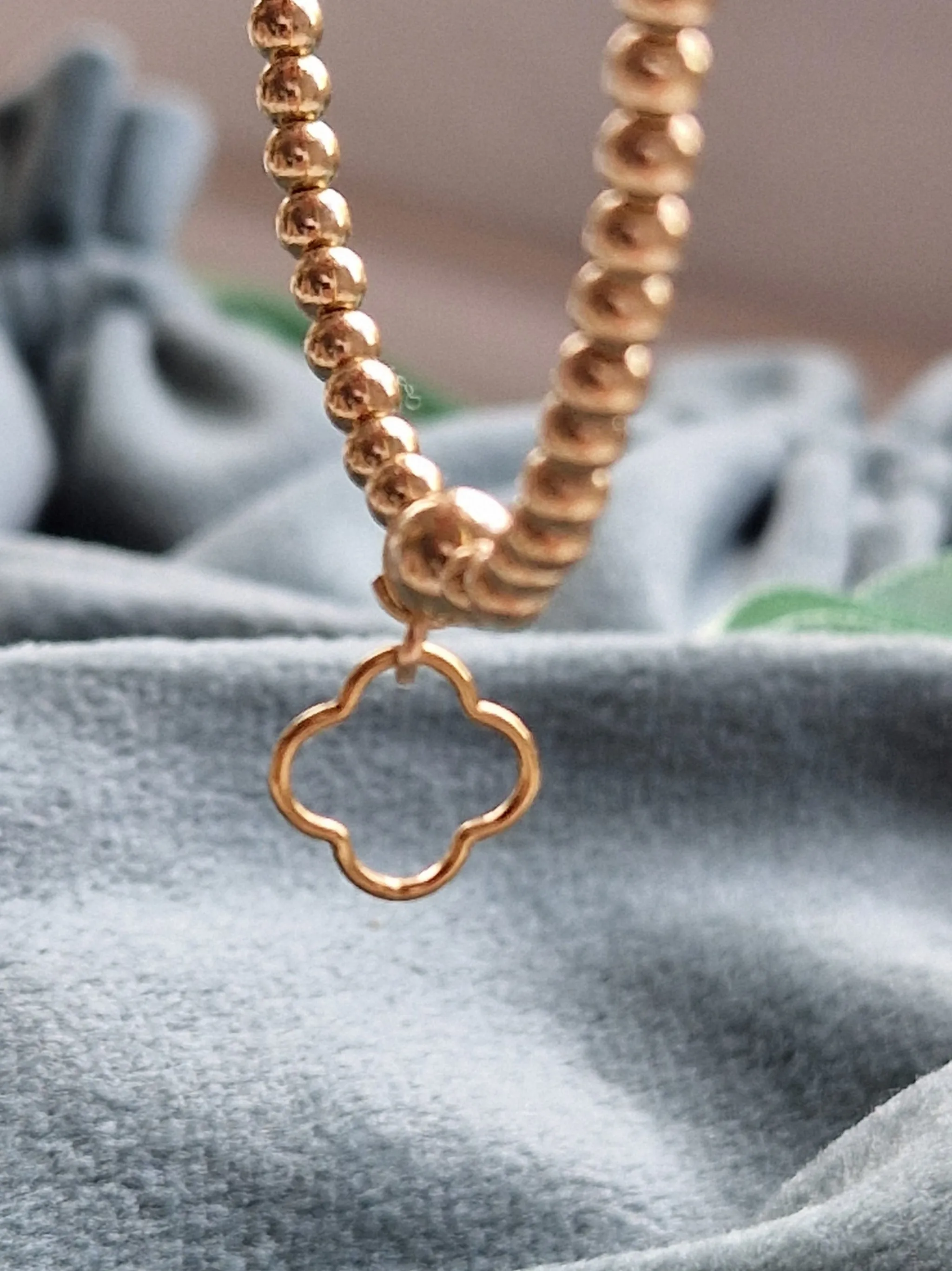 Gold Bobble Bracelet - 'Clover' Frame