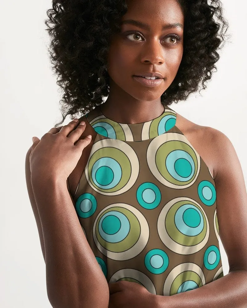 Green Circles Halter Dress