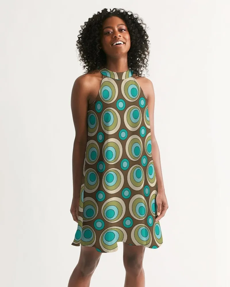 Green Circles Halter Dress