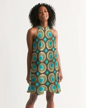 Green Circles Halter Dress