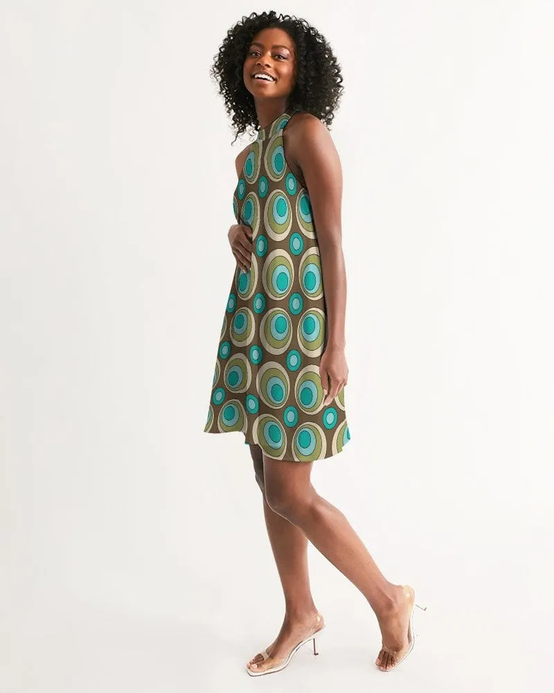 Green Circles Halter Dress