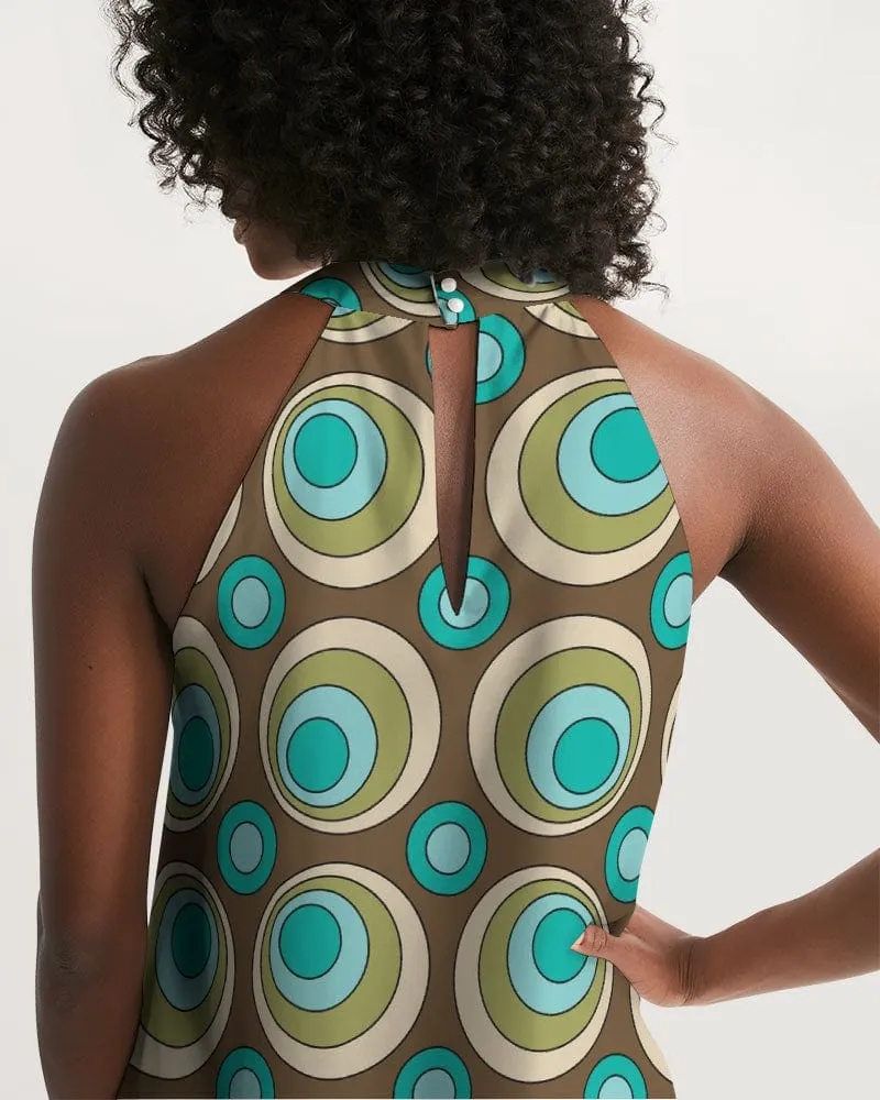 Green Circles Halter Dress