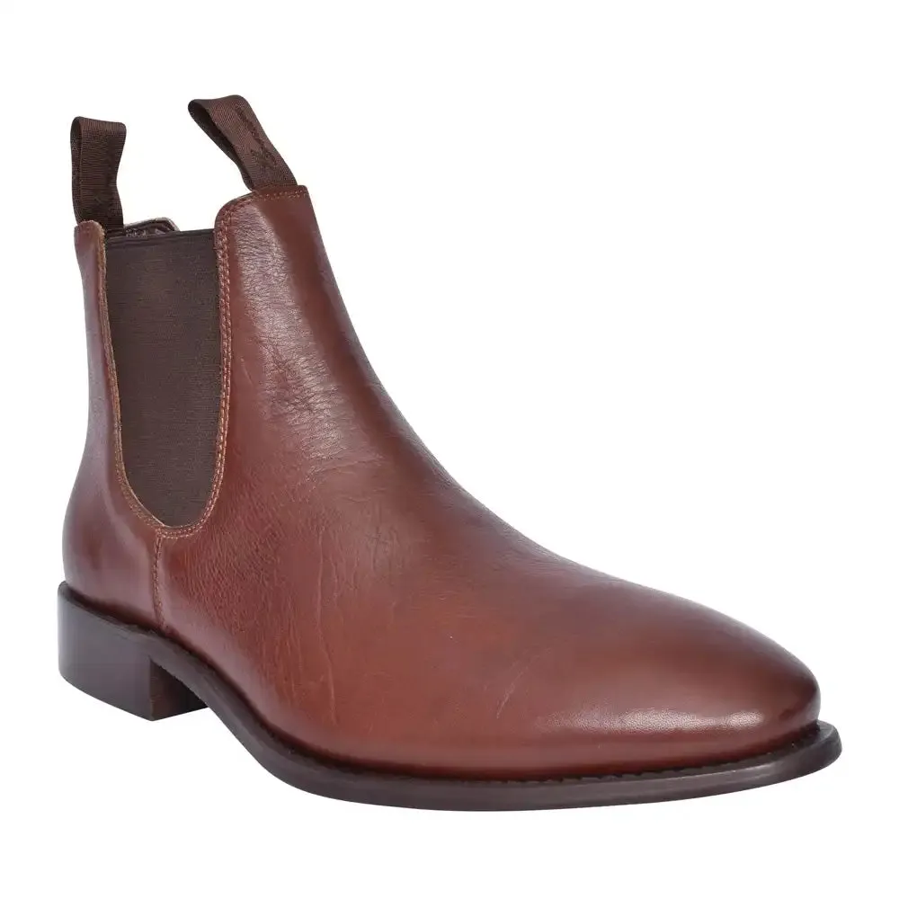 Harrison Men’s Dealer Chelsea Boots Hand Brush Brown