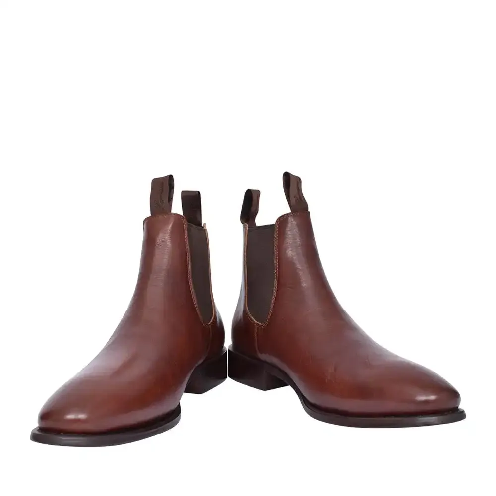 Harrison Men’s Dealer Chelsea Boots Hand Brush Brown