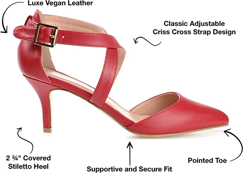 Journee Collection Womens Pointed Toe Matte Pumps Red, 8 Regular US