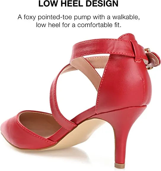 Journee Collection Womens Pointed Toe Matte Pumps Red, 8 Regular US