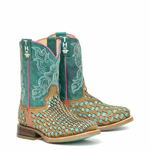 Kid's Tin Haul Gitcha A Good One Boots Enjoy The Ride Sole Handcrafted Tan