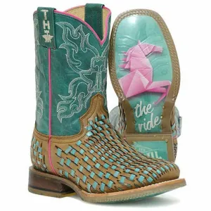 Kid's Tin Haul Gitcha A Good One Boots Enjoy The Ride Sole Handcrafted Tan