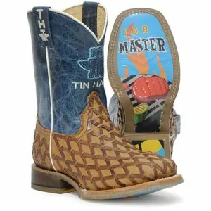 Kid's Tin Haul Grill Master Junior Boots BBQ Party Sole Handcrafted Brown