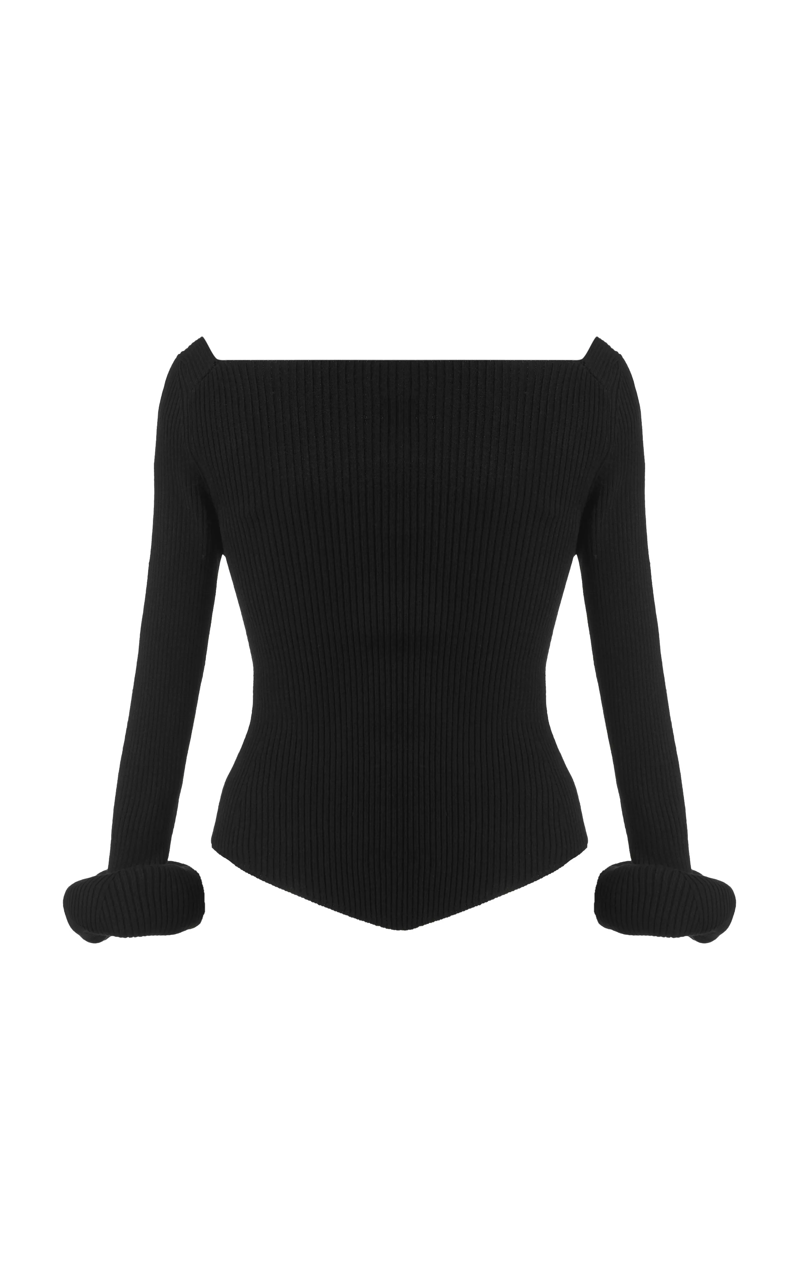 Knit Top With Square Decollete And Doughnut Sleeves Black