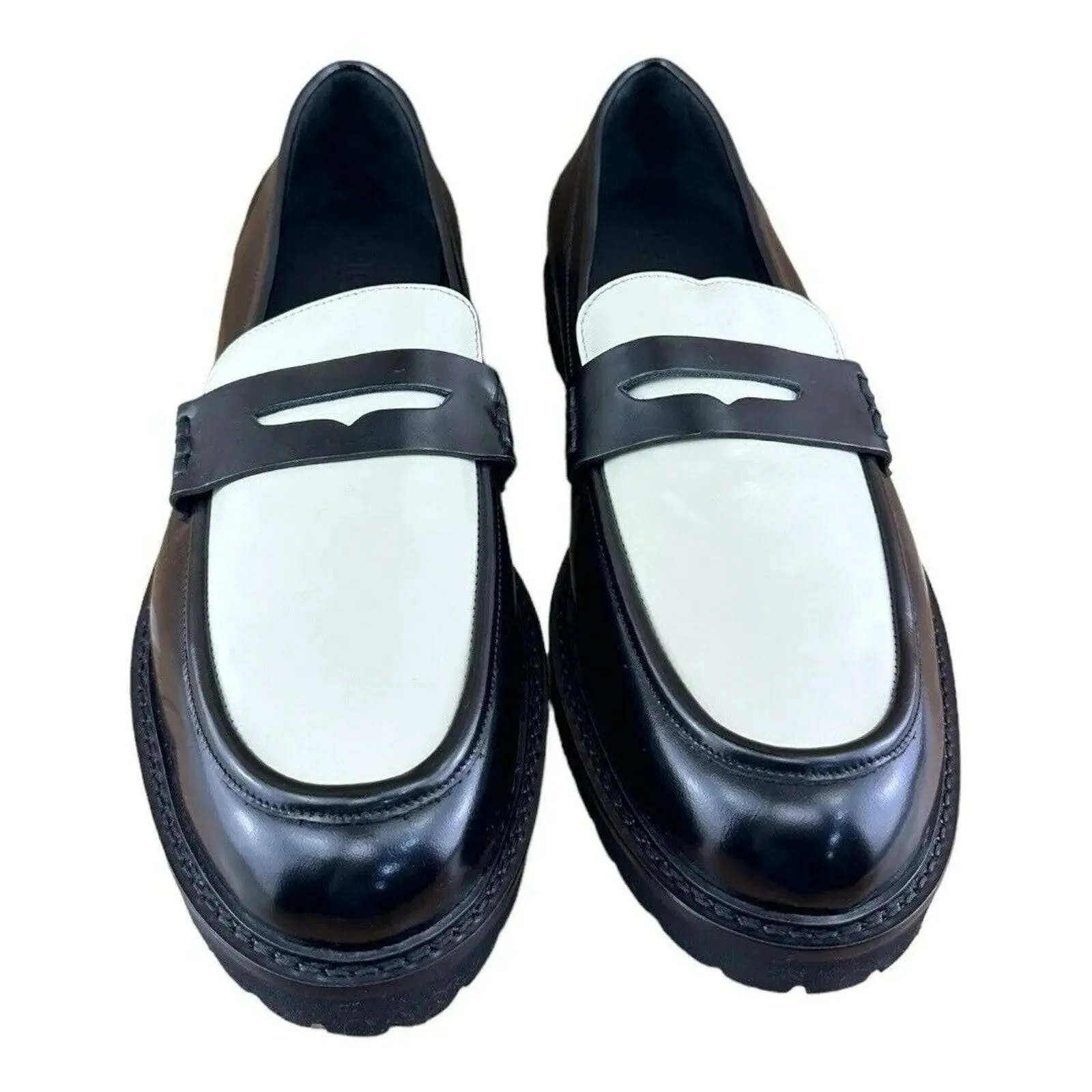 KOIO Arezzo Black White Penny Loafers Men