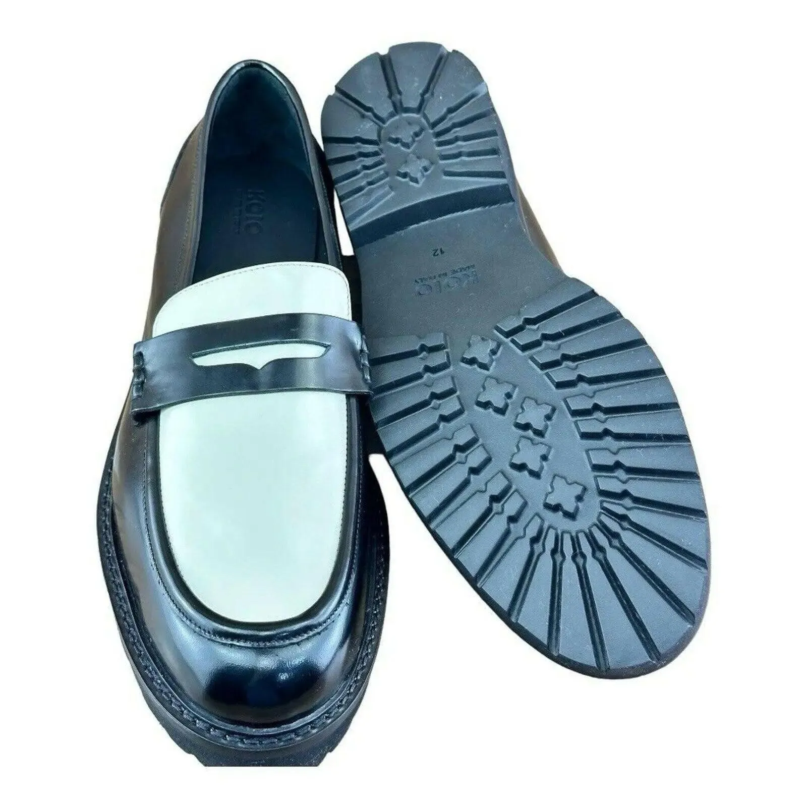 KOIO Arezzo Black White Penny Loafers Men
