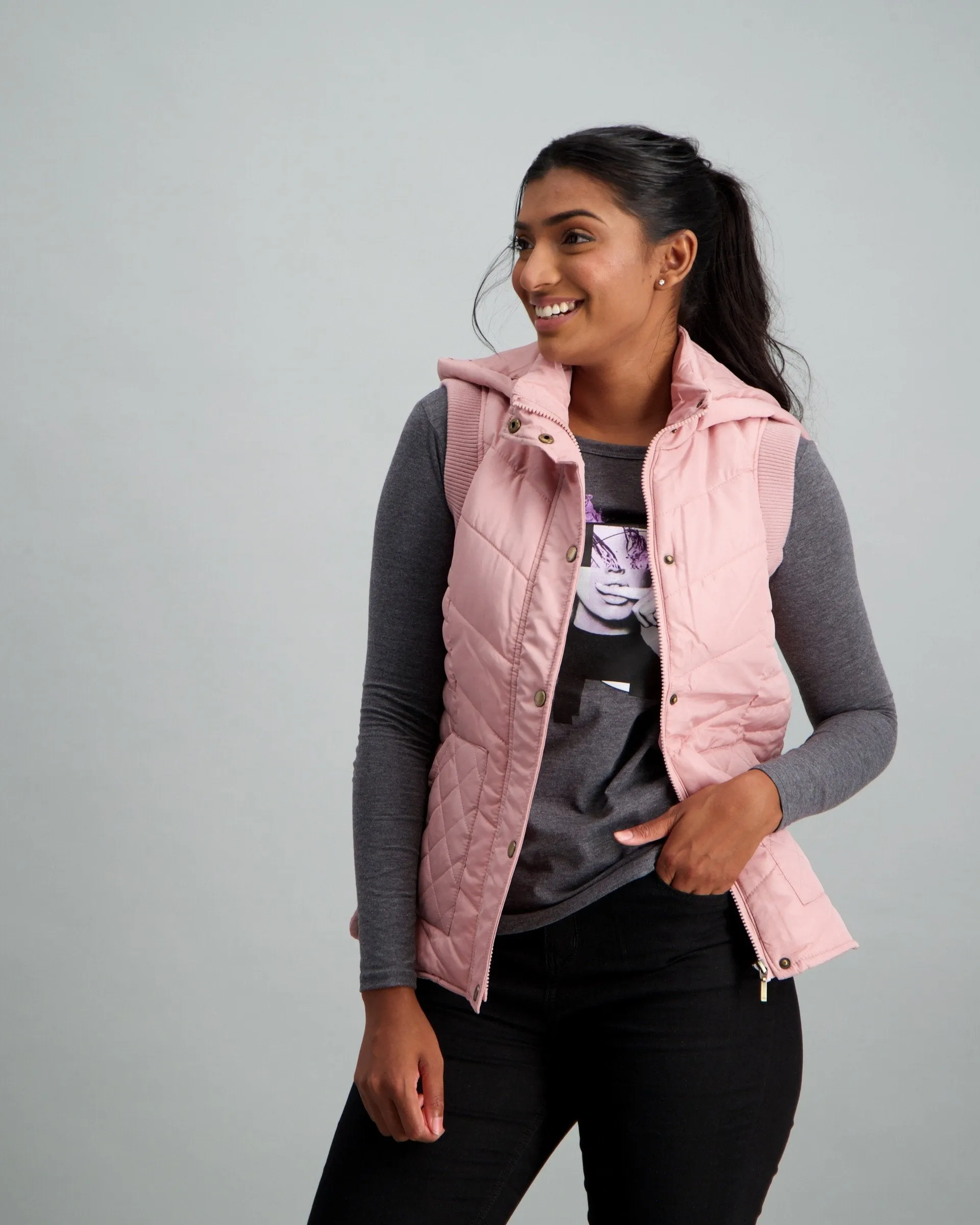 Ladies Soft Basic Gilet - Light Pink