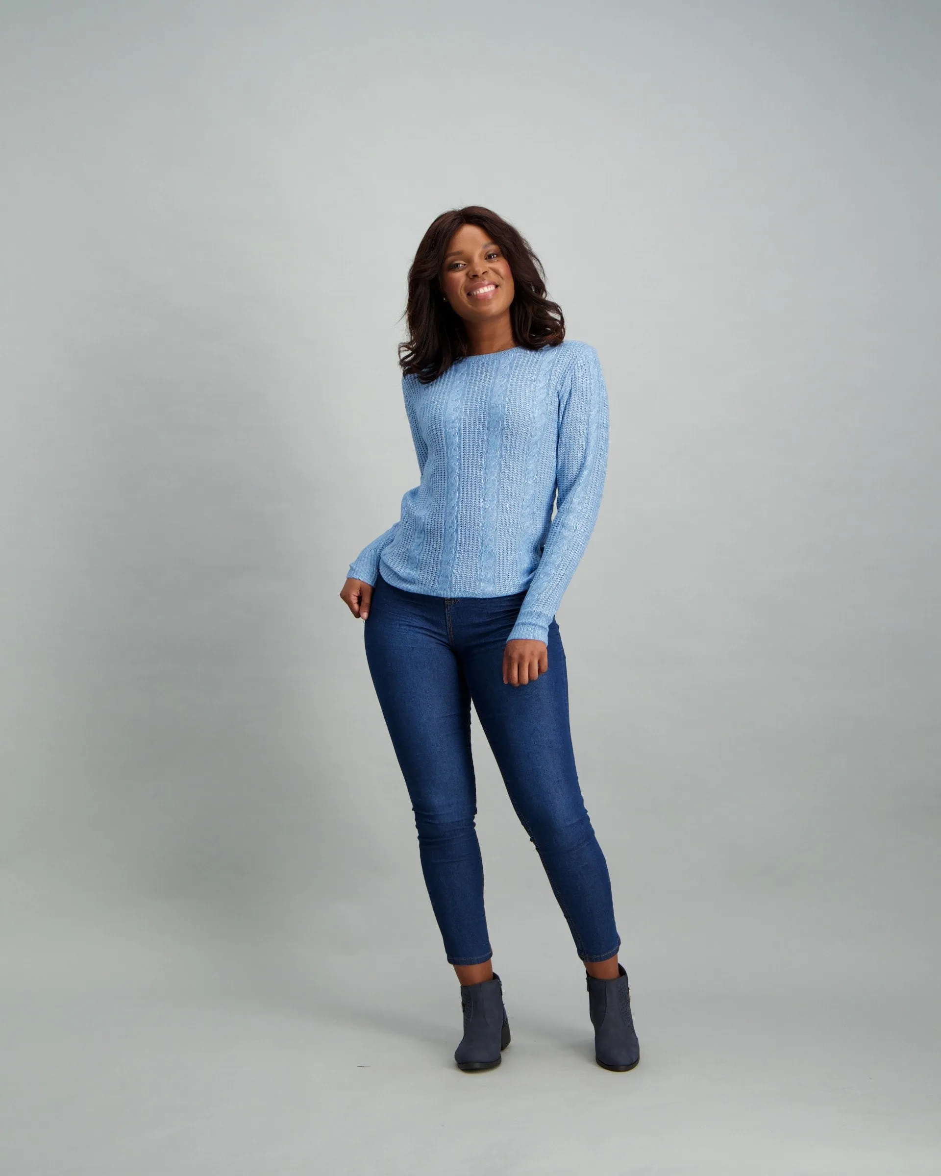 Ladies Spray Dye Pullover - Light Blue