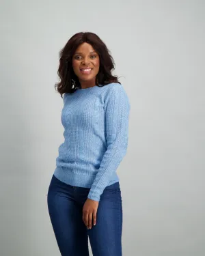 Ladies Spray Dye Pullover - Light Blue