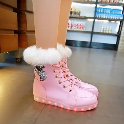 LED Light Fluffy Boots