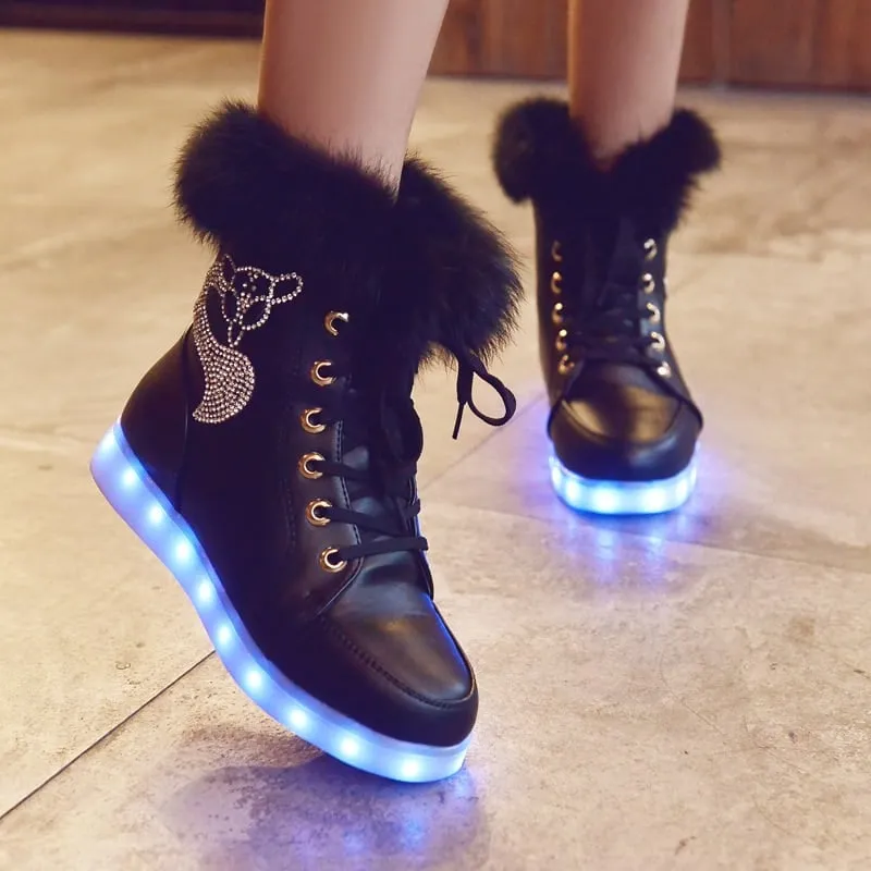 LED Light Fluffy Boots
