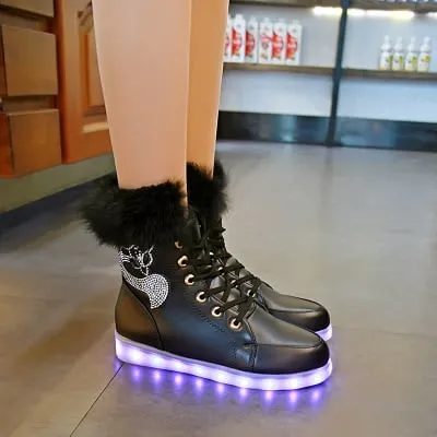 LED Light Fluffy Boots
