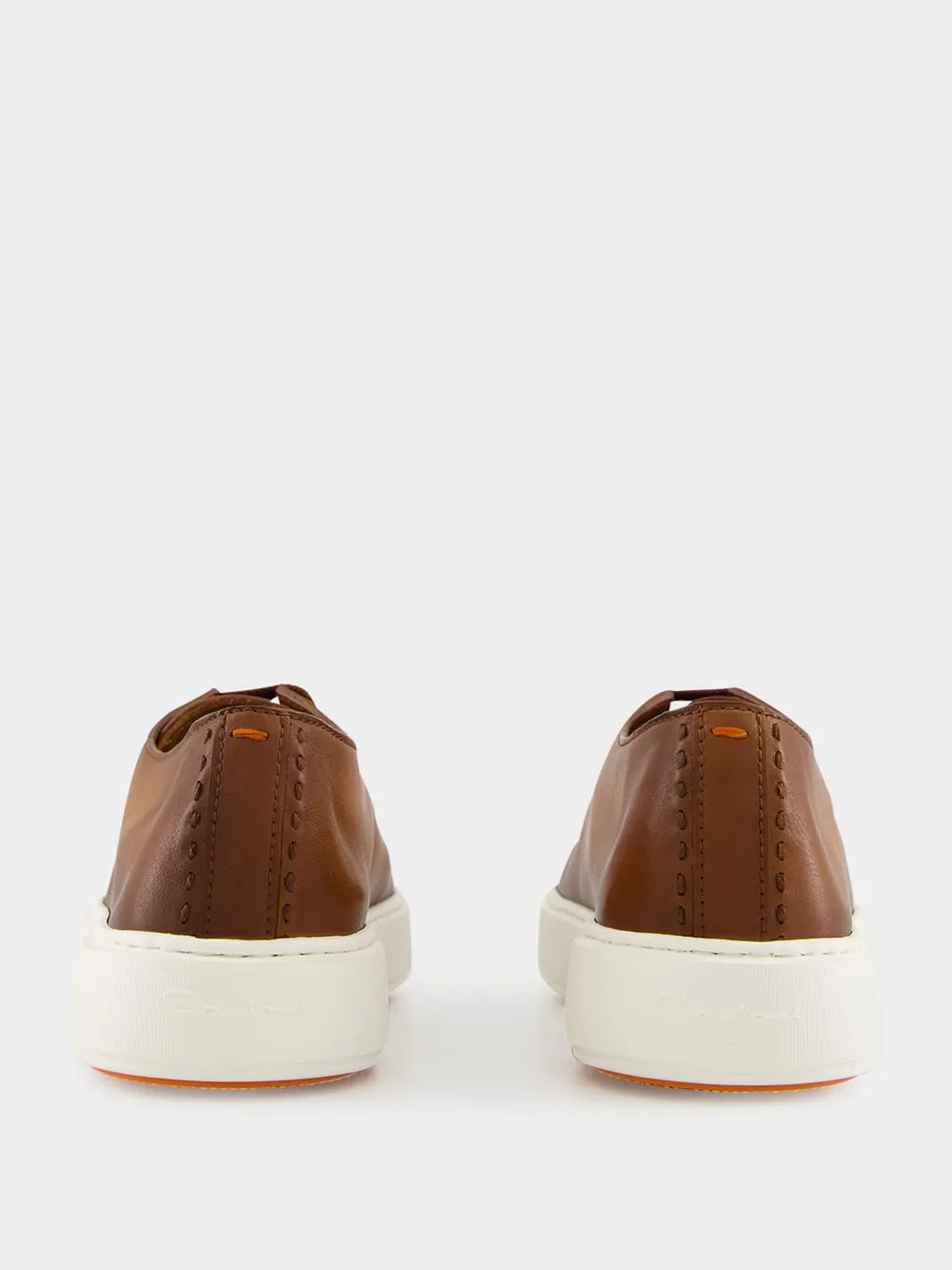 Light Brown Clean Row Leather Sneakers