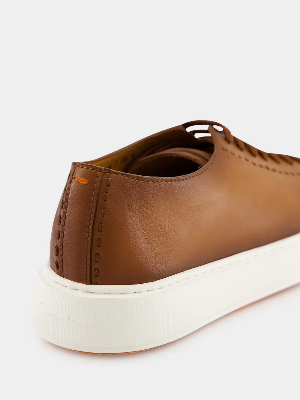 Light Brown Clean Row Leather Sneakers