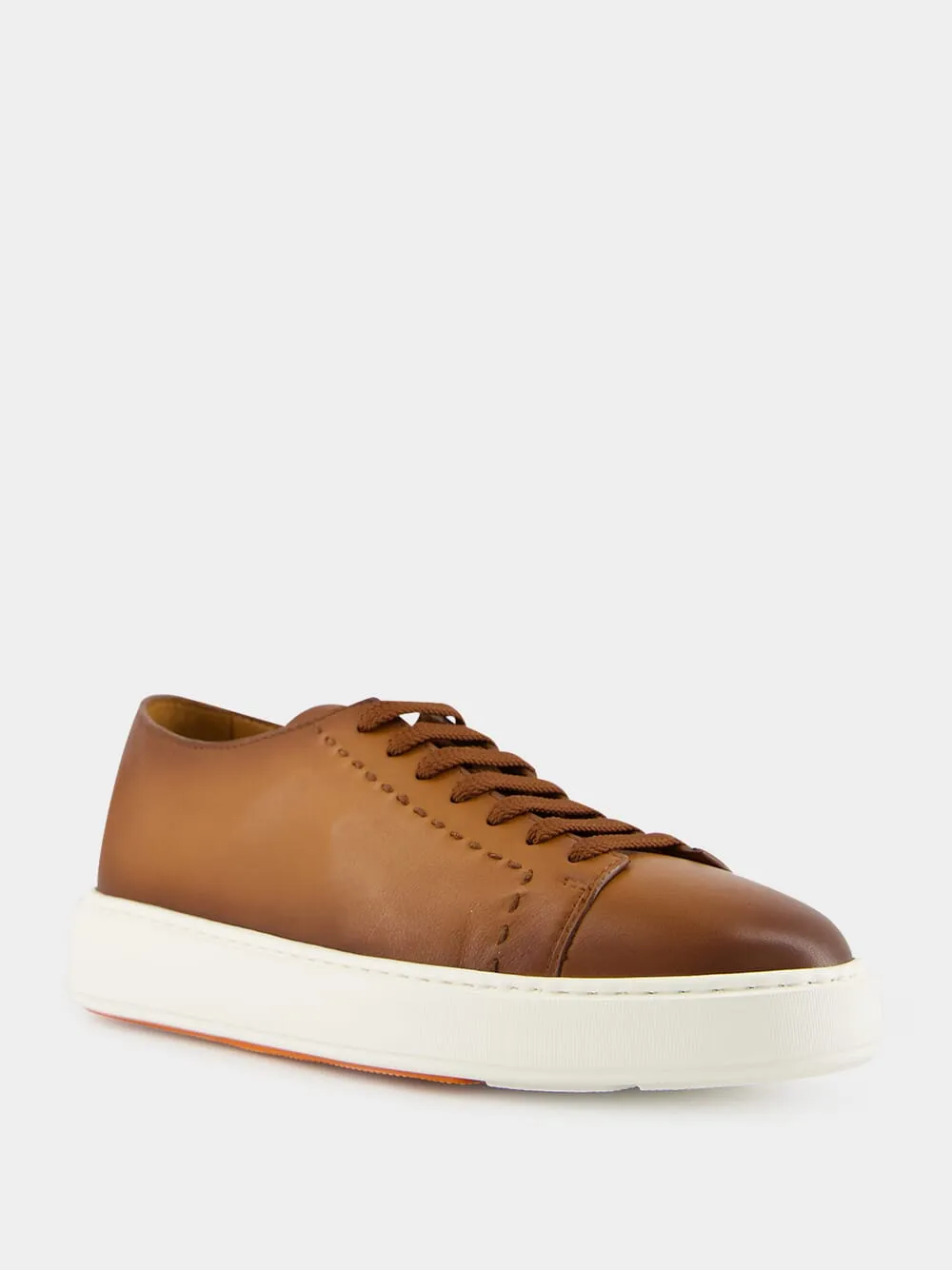 Light Brown Clean Row Leather Sneakers