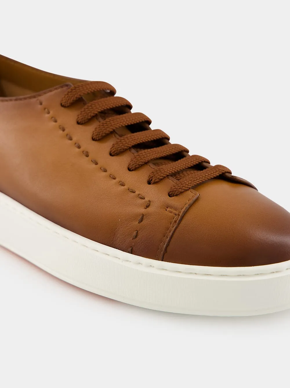Light Brown Clean Row Leather Sneakers
