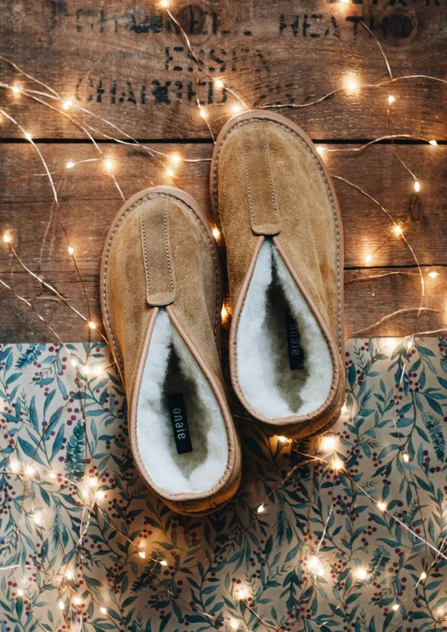 Light Brown Wool Womens Slippers Boots