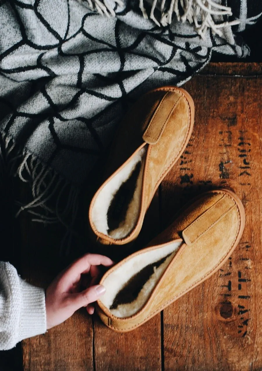 Light Brown Wool Womens Slippers Boots