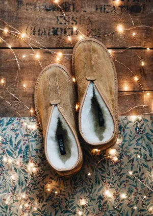 Light Brown Wool Womens Slippers Boots