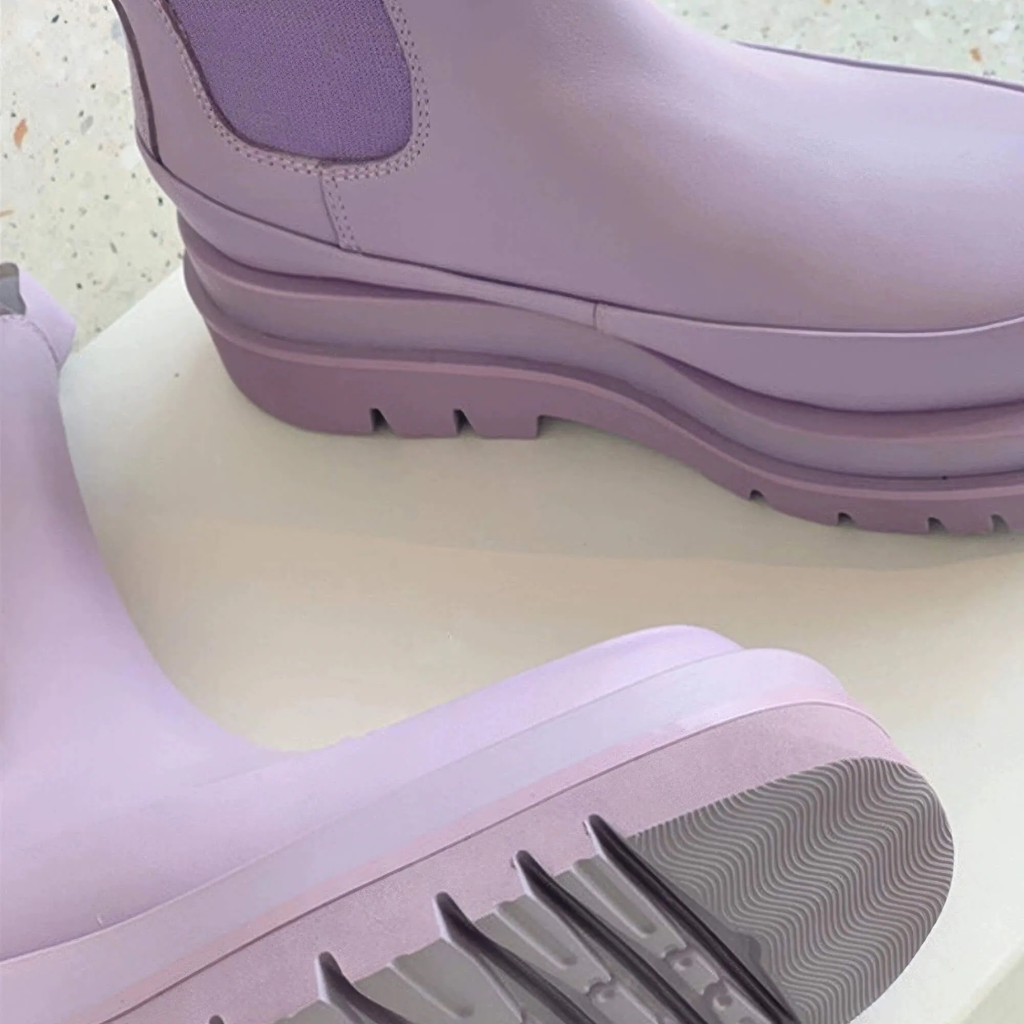 Light Pastel Purple Chelsea Boots Thick Sole