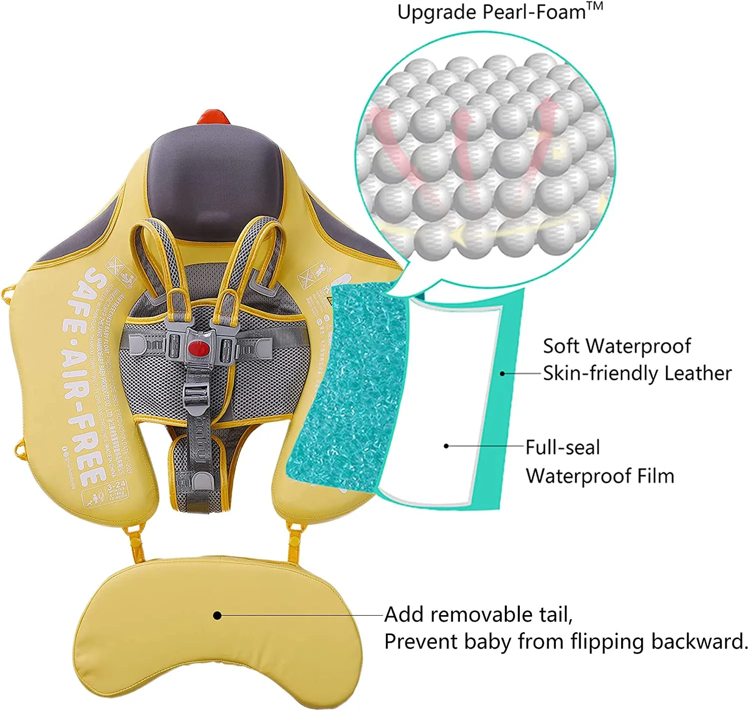 Mambobaby Float with Canopy and Tail Yellow Duck