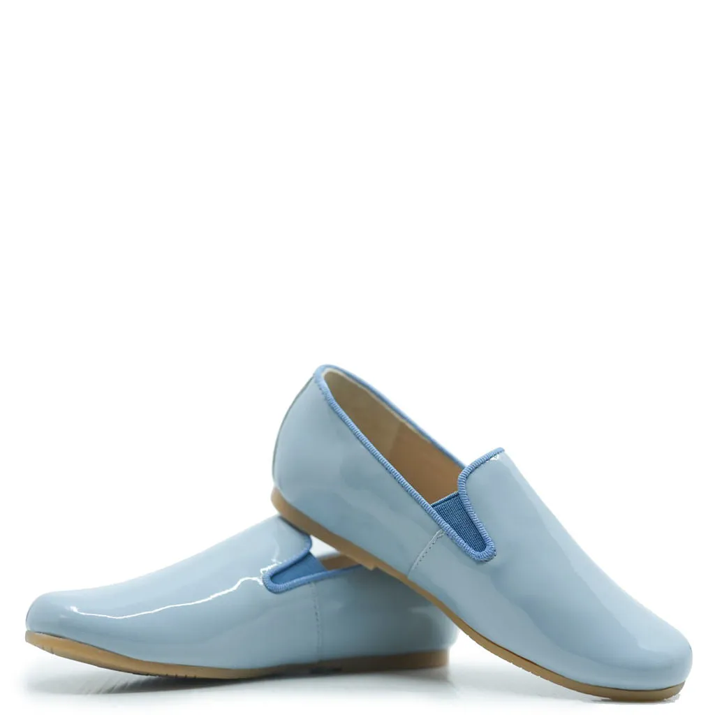 Manuela Sky Blue Patent Smoking Loafer