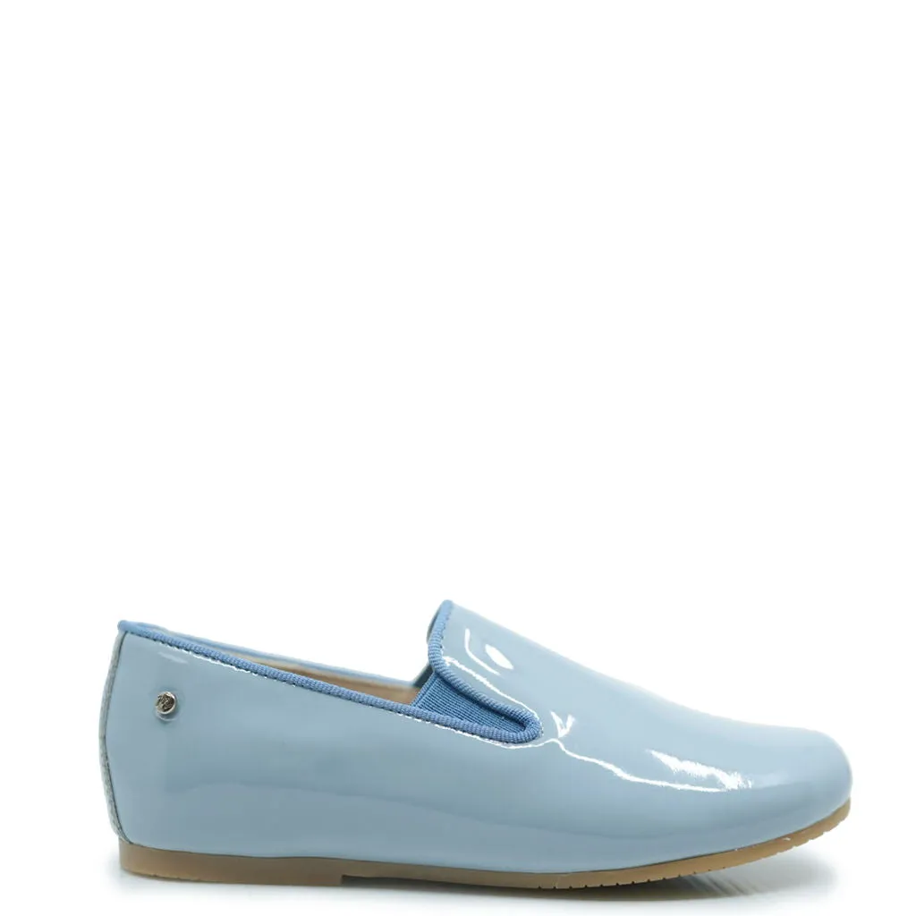Manuela Sky Blue Patent Smoking Loafer