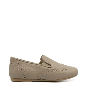 Manuela Taupe Textured Wingtip Smoking Loafer