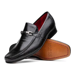 Marco Di Milano Fabro in Black Lizard & Calfskin Bit Loafers