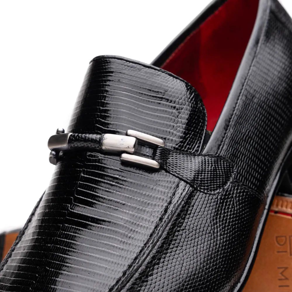 Marco Di Milano Fabro in Black Lizard & Calfskin Bit Loafers