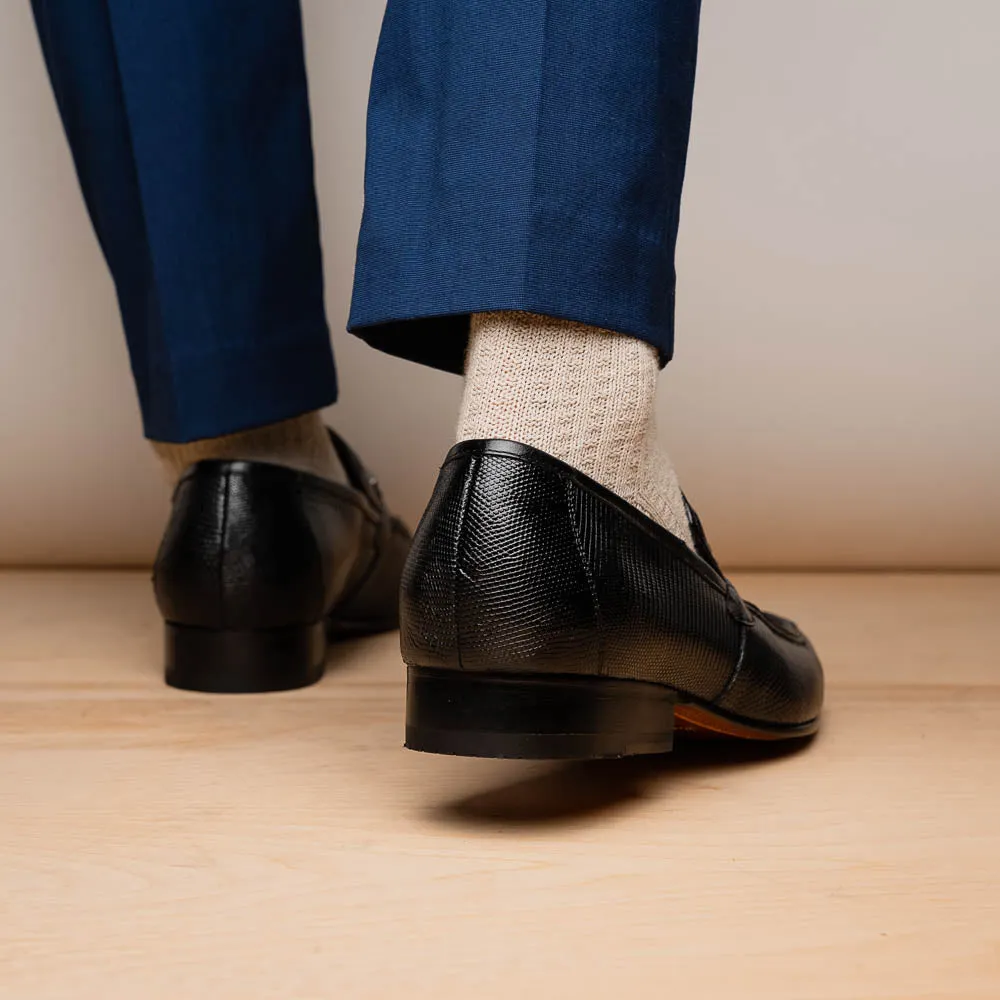 Marco Di Milano Fabro in Black Lizard & Calfskin Bit Loafers