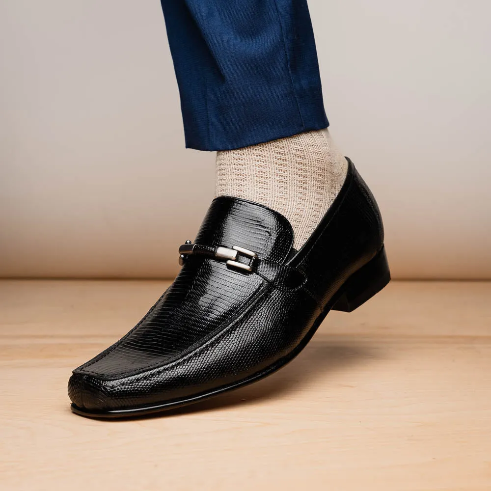 Marco Di Milano Fabro in Black Lizard & Calfskin Bit Loafers