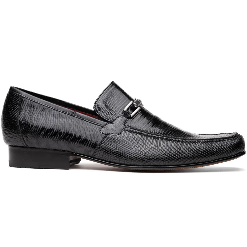 Marco Di Milano Fabro in Black Lizard & Calfskin Bit Loafers