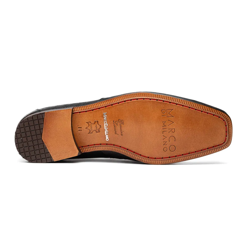 Marco Di Milano Fabro in Black Lizard & Calfskin Bit Loafers