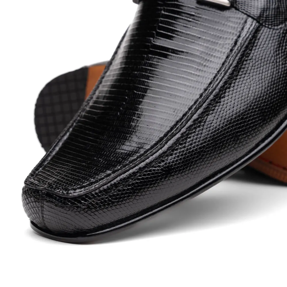 Marco Di Milano Fabro in Black Lizard & Calfskin Bit Loafers