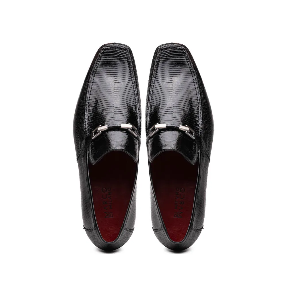 Marco Di Milano Fabro in Black Lizard & Calfskin Bit Loafers