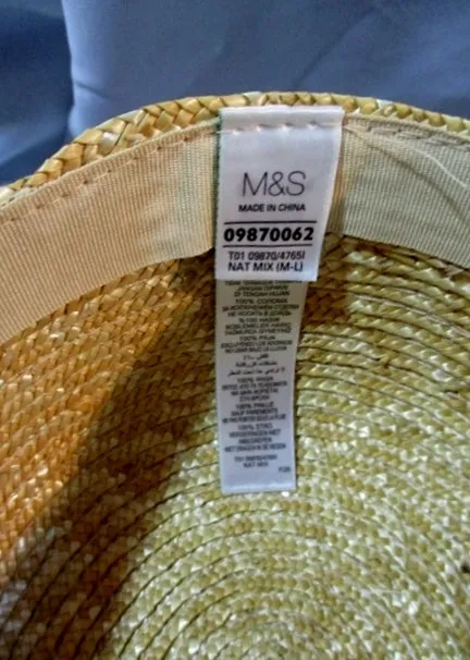 MARKS SPENCER Natural STRAW Sun Hat Railroad Cap OS Woven M&S Womens