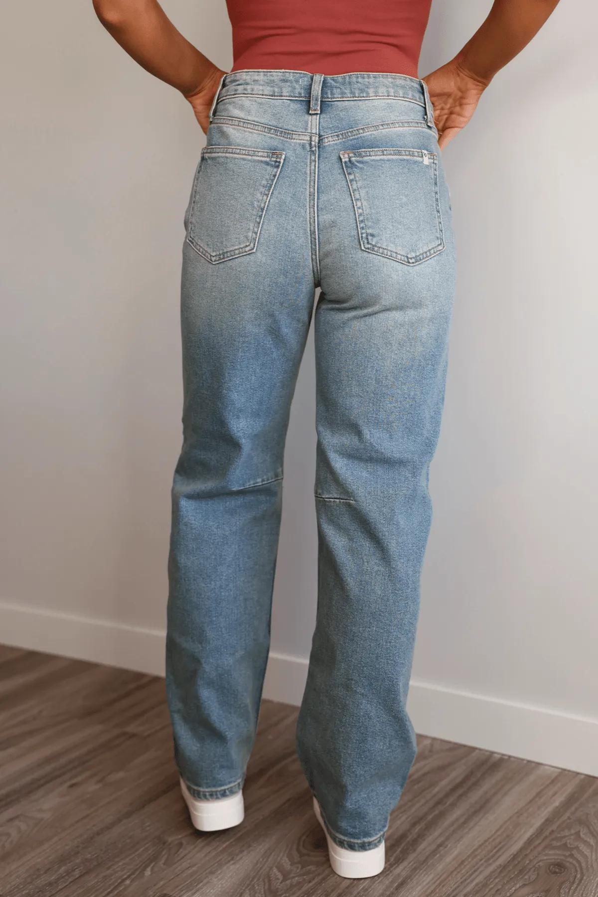Medium Light Wash Wide Leg Barrel Jeans - FINAL SALE