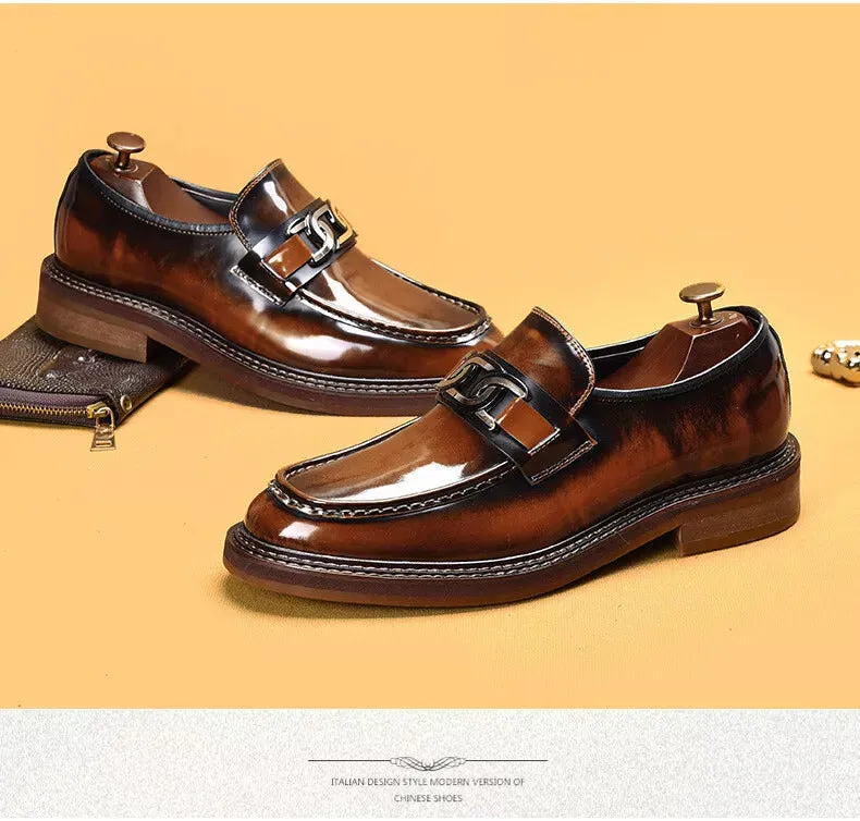 Men Loafers Shoes Real Leather Dress Shoes Wedding Casual Business Shoes Slip On